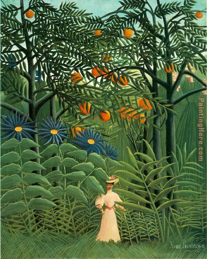 Woman Walking in an Exotic Forest painting - Henri Rousseau Woman Walking in an Exotic Forest art painting
